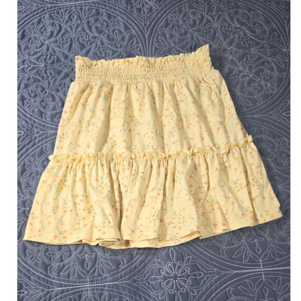 The Commons Yellow Floral Tiered Skirt Girls Medium